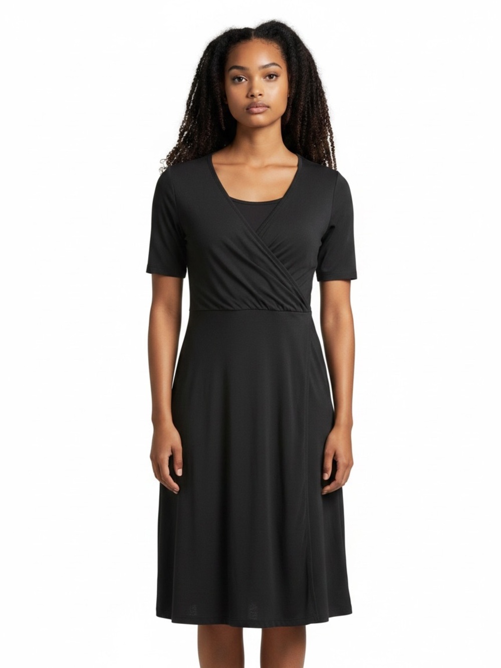H&M Maternity M Nursing Women’s Black Wrap-Style Midi Dress